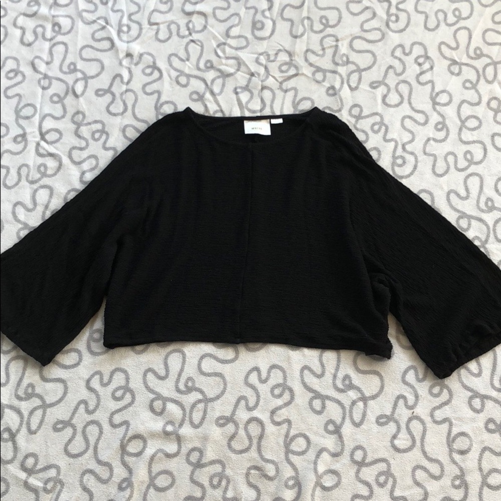 Anthropologie Maeve Black Wide Sleeve Crop Top